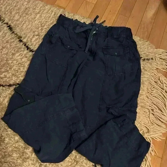 ZARA linen blend navy cargo pants - Picture 2 of 4